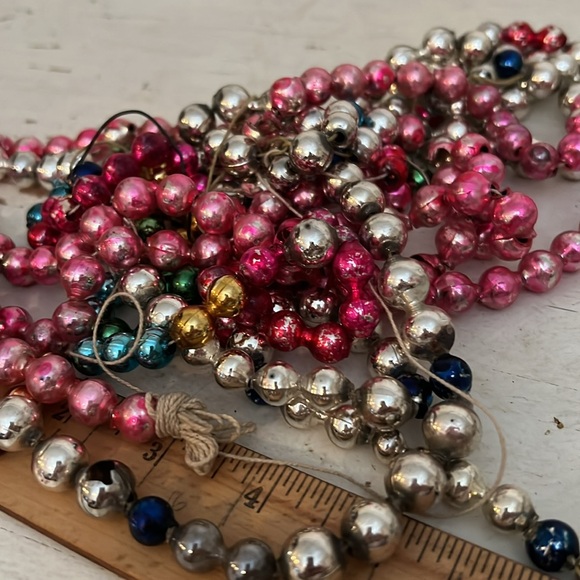 Antique Mercury glass Christmas Colorful Beaded garland - Picture 4 of 6
